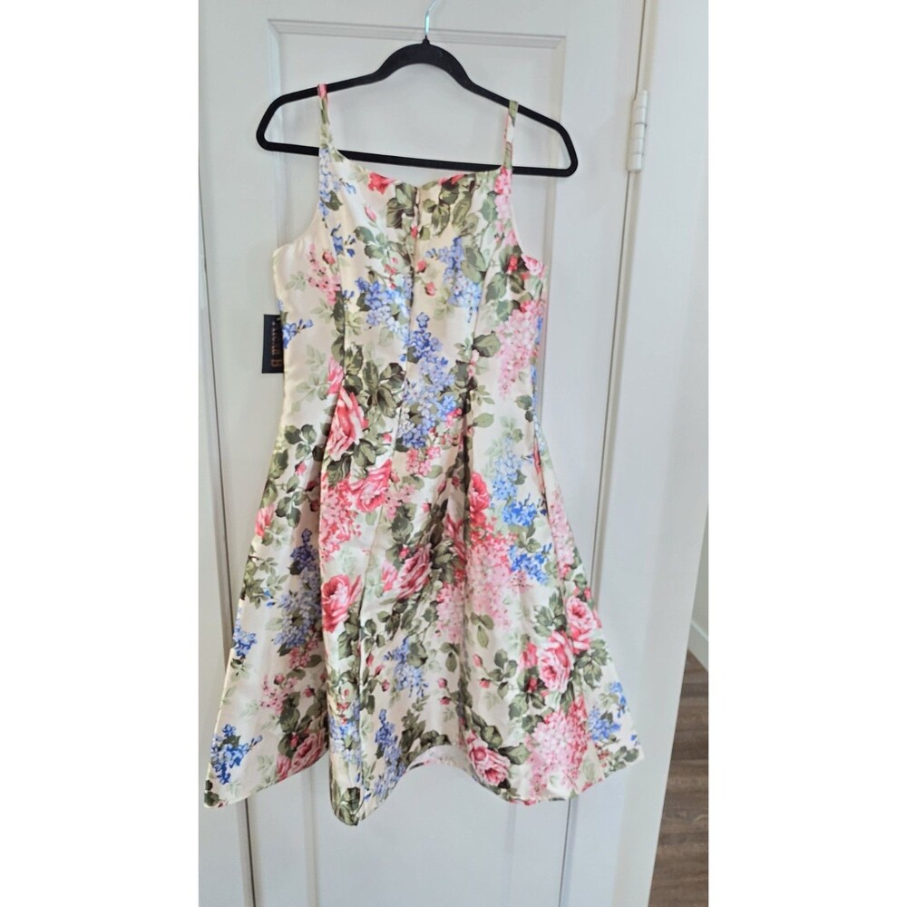 Alexa B Floral Fit & Flare Pleated Knee Dress Square Neck Sleeveless Size 8 - Picture 5 of 8
